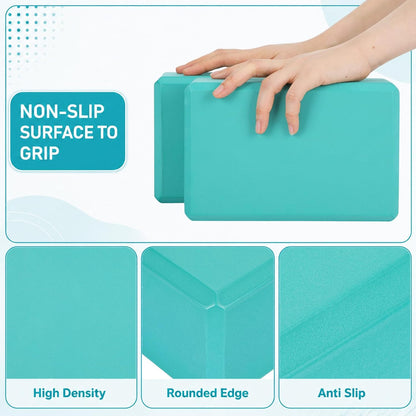 6 Pack Yoga Blocks 9 x 6 x 4 Inch EVA Foam Lightweight Non Slip Yoga Props for Pilates Stretching Meditation