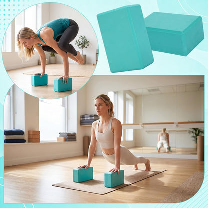 6 Pack Yoga Blocks 9 x 6 x 4 Inch EVA Foam Lightweight Non Slip Yoga Props for Pilates Stretching Meditation