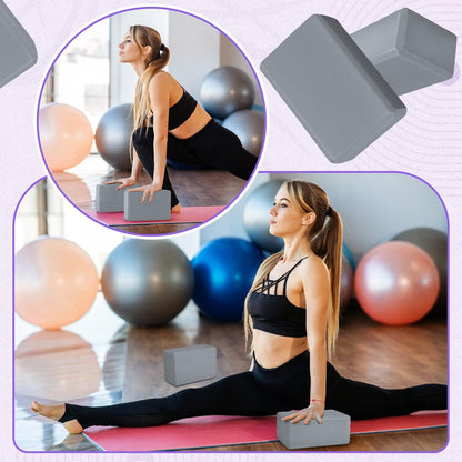6 Pack Yoga Blocks 9 x 6 x 4 Inch EVA Foam Lightweight Non Slip Yoga Props for Pilates Stretching Meditation