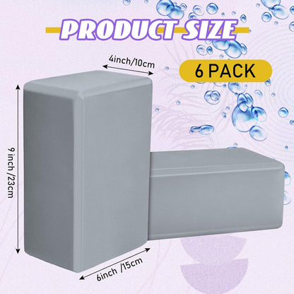 6 Pack Yoga Blocks 9 x 6 x 4 Inch EVA Foam Lightweight Non Slip Yoga Props for Pilates Stretching Meditation