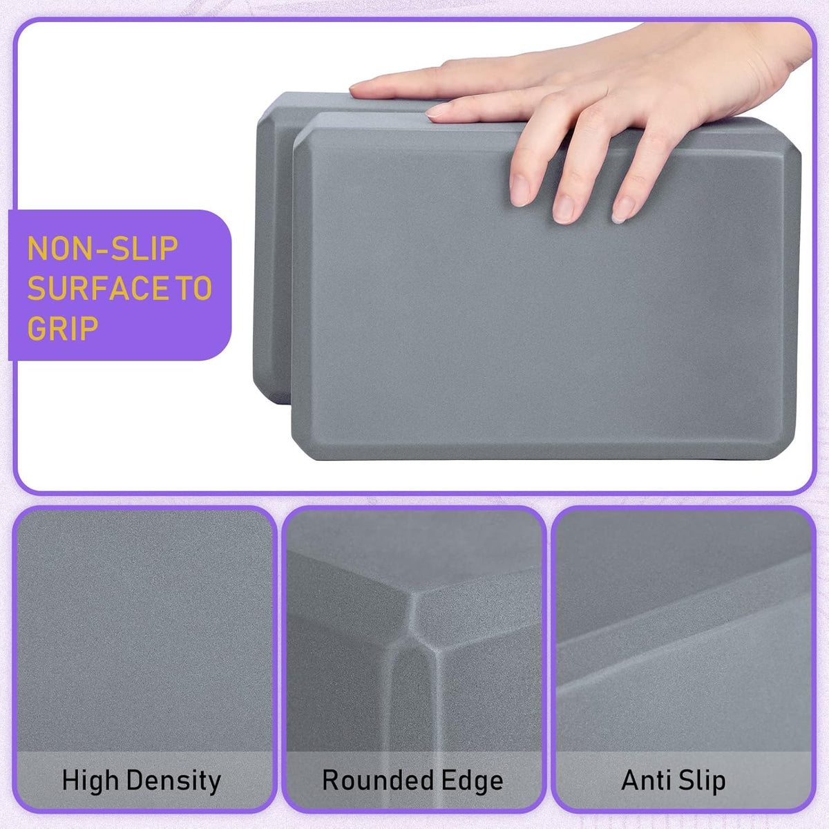 6 Pack Yoga Blocks 9 x 6 x 4 Inch EVA Foam Lightweight Non Slip Yoga Props for Pilates Stretching Meditation