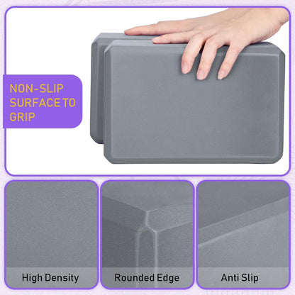 6 Pack Yoga Blocks 9 x 6 x 4 Inch EVA Foam Lightweight Non Slip Yoga Props for Pilates Stretching Meditation