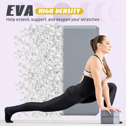 6 Pack Yoga Blocks 9 x 6 x 4 Inch EVA Foam Lightweight Non Slip Yoga Props for Pilates Stretching Meditation