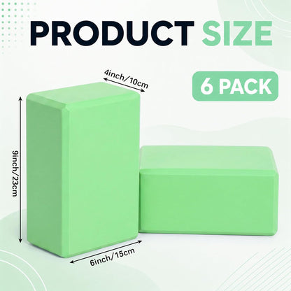 6 Pack Yoga Blocks 9 x 6 x 4 Inch EVA Foam Lightweight Non Slip Yoga Props for Pilates Stretching Meditation
