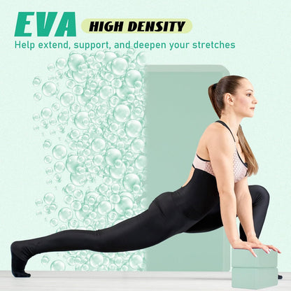 6 Pack Yoga Blocks 9 x 6 x 4 Inch EVA Foam Lightweight Non Slip Yoga Props for Pilates Stretching Meditation