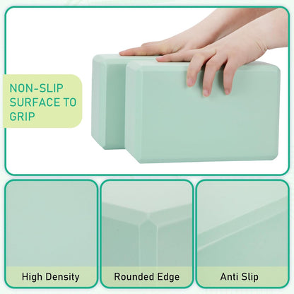 6 Pack Yoga Blocks 9 x 6 x 4 Inch EVA Foam Lightweight Non Slip Yoga Props for Pilates Stretching Meditation
