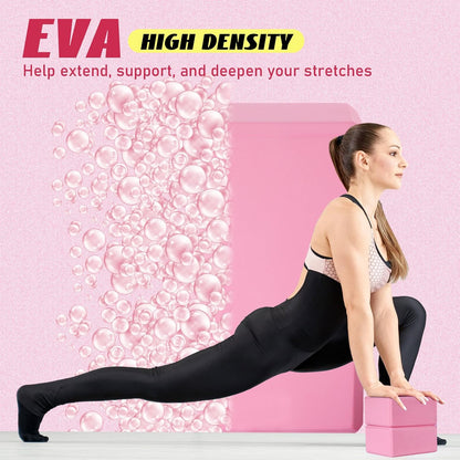 6 Pack Yoga Blocks 9 x 6 x 4 Inch EVA Foam Lightweight Non Slip Yoga Props for Pilates Stretching Meditation