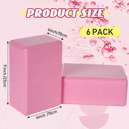 6 Pack Yoga Blocks 9 x 6 x 4 Inch EVA Foam Lightweight Non Slip Yoga Props for Pilates Stretching Meditation
