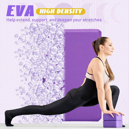 6 Pack Yoga Blocks 9 x 6 x 4 Inch EVA Foam Lightweight Non Slip Yoga Props for Pilates Stretching Meditation