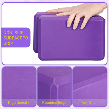 6 Pack Yoga Blocks 9 x 6 x 4 Inch EVA Foam Lightweight Non Slip Yoga Props for Pilates Stretching Meditation