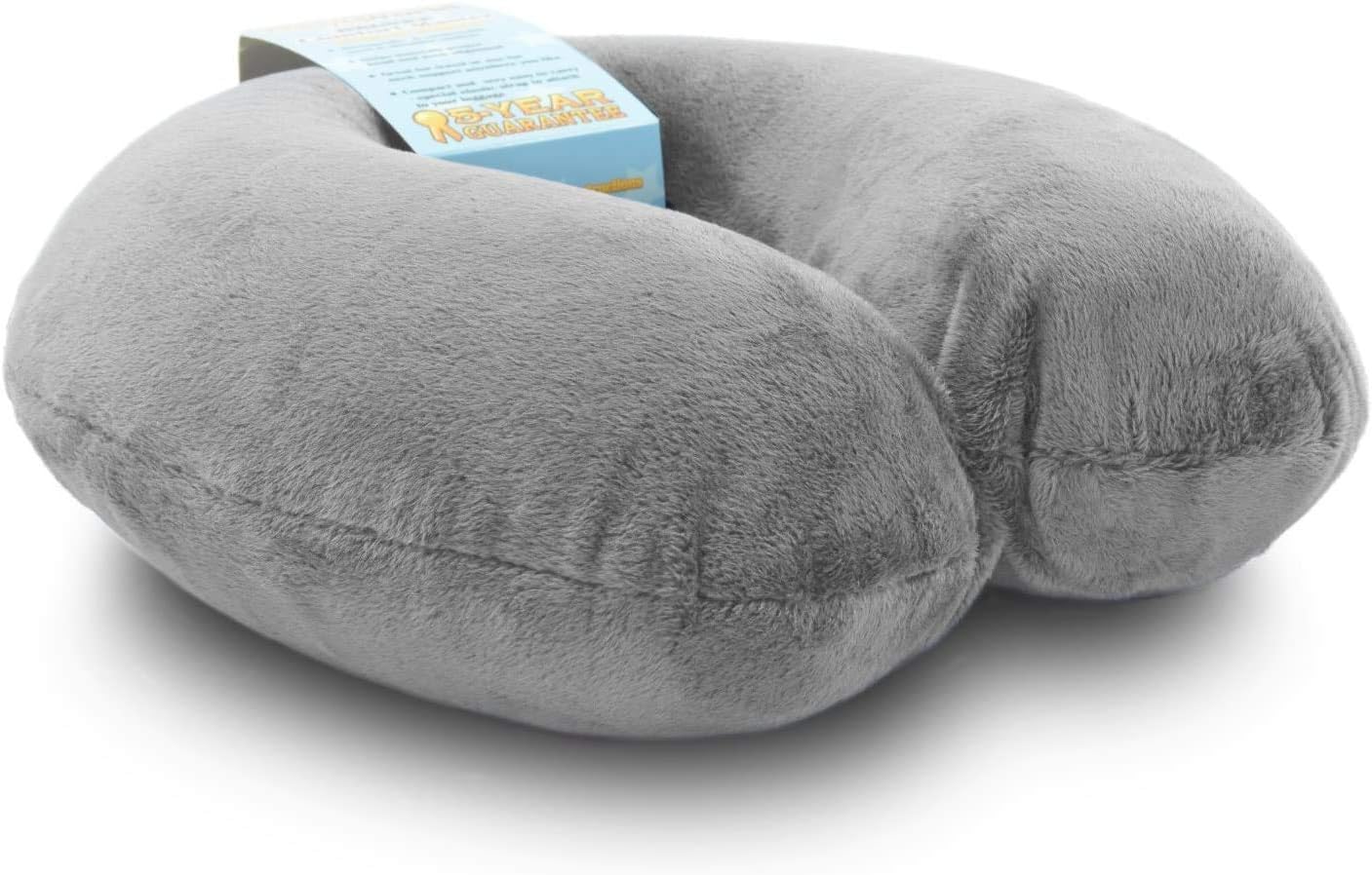 Travel Neck Pillow Washable Cover Comfortable Memory Foam Airplane Travel Accessories Essentials Plane Neck Support Pillow for Neck Pain Relief and Sleeping Grey