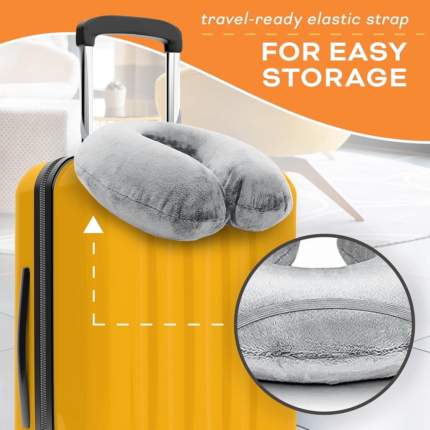 Travel Neck Pillow Washable Cover Comfortable Memory Foam Airplane Travel Accessories Essentials Plane Neck Support Pillow for Neck Pain Relief and Sleeping Grey