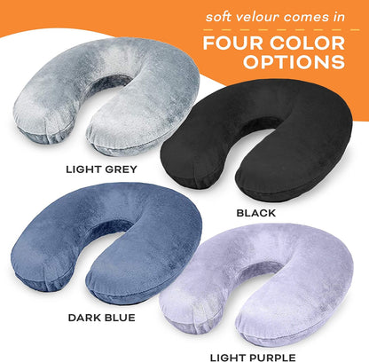 Travel Neck Pillow Washable Cover Comfortable Memory Foam Airplane Travel Accessories Essentials Plane Neck Support Pillow for Neck Pain Relief and Sleeping Grey