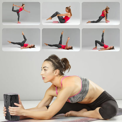 2-Pack Yoga Blocks, High-Density 9"x6"x3" Yoga Brick Foam Blocks Non-Slip EVA Foam Block Yoga Props Accessories for Yoga Pilates Stretching and Meditation