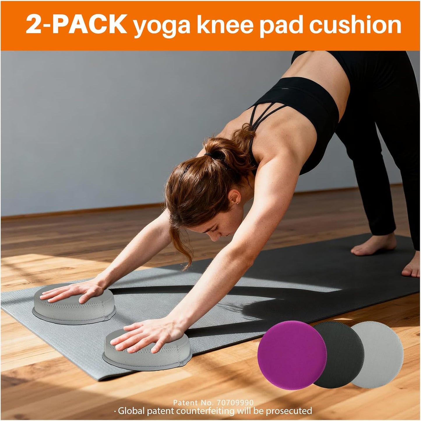 Yoga Knee Pad, 1.57 Inch Thick, Memory Foam and EPE Foam, Waterproof and Non-Slip, for Knees Elbows Wrist Hands Head Yoga Pilates Work Out Kneeling Pad, Exercise Mat 2