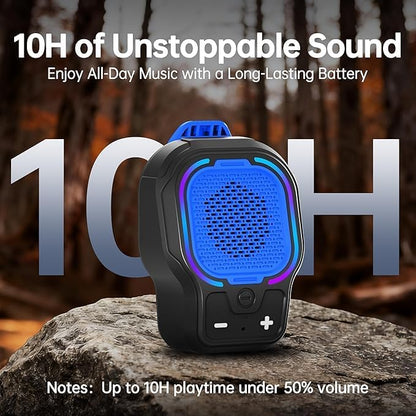 Wearable Bluetooth Speaker, Magnetic Clip-on Portable Wireless Speaker, HiFi Sound Loud Mini Speaker with 3 Light Modes, ENC Mic for Hands-Free Calls Music, Lightweight for Outdoor Work Cycling, Black