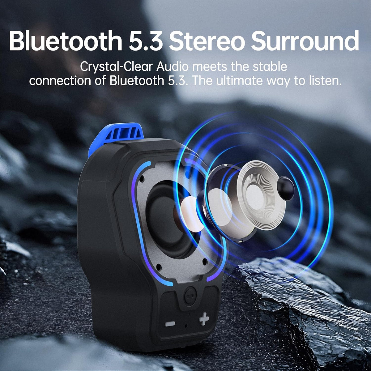 Wearable Bluetooth Speaker, Magnetic Clip-on Portable Wireless Speaker, HiFi Sound Loud Mini Speaker with 3 Light Modes, ENC Mic for Hands-Free Calls Music, Lightweight for Outdoor Work Cycling, Black