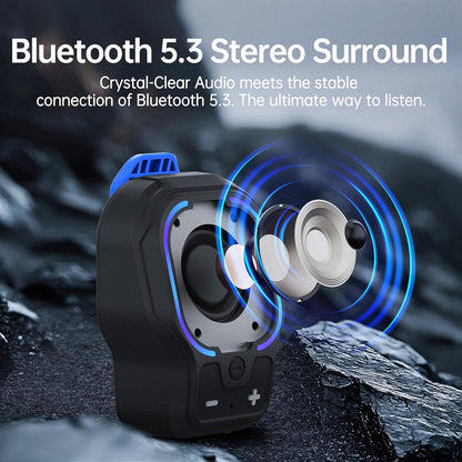 Wearable Bluetooth Speaker, Magnetic Clip-on Portable Wireless Speaker, HiFi Sound Loud Mini Speaker with 3 Light Modes, ENC Mic for Hands-Free Calls Music, Lightweight for Outdoor Work Cycling, Black