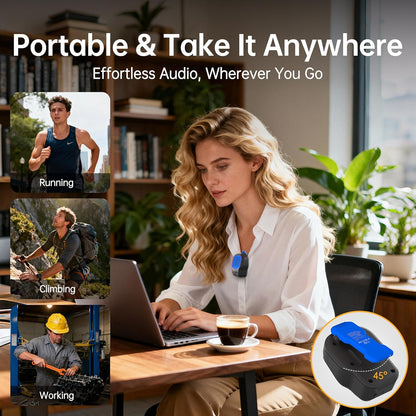 Wearable Bluetooth Speaker, Magnetic Clip-on Portable Wireless Speaker, HiFi Sound Loud Mini Speaker with 3 Light Modes, ENC Mic for Hands-Free Calls Music, Lightweight for Outdoor Work Cycling, Black