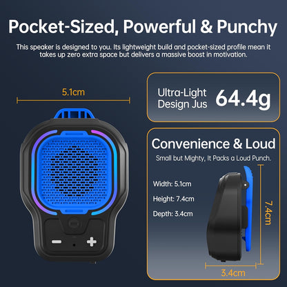 Wearable Bluetooth Speaker, Magnetic Clip-on Portable Wireless Speaker, HiFi Sound Loud Mini Speaker with 3 Light Modes, ENC Mic for Hands-Free Calls Music, Lightweight for Outdoor Work Cycling, Black