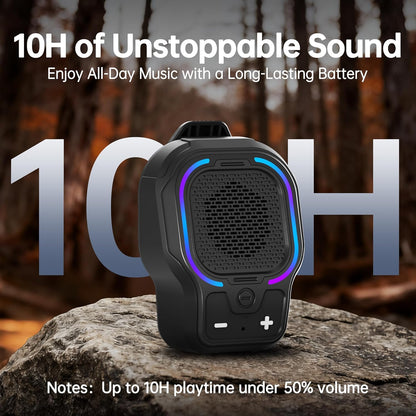 Wearable Bluetooth Speaker, Magnetic Clip-on Portable Wireless Speaker, HiFi Sound Loud Mini Speaker with 3 Light Modes, ENC Mic for Hands-Free Calls Music, Lightweight for Outdoor Work Cycling, Black
