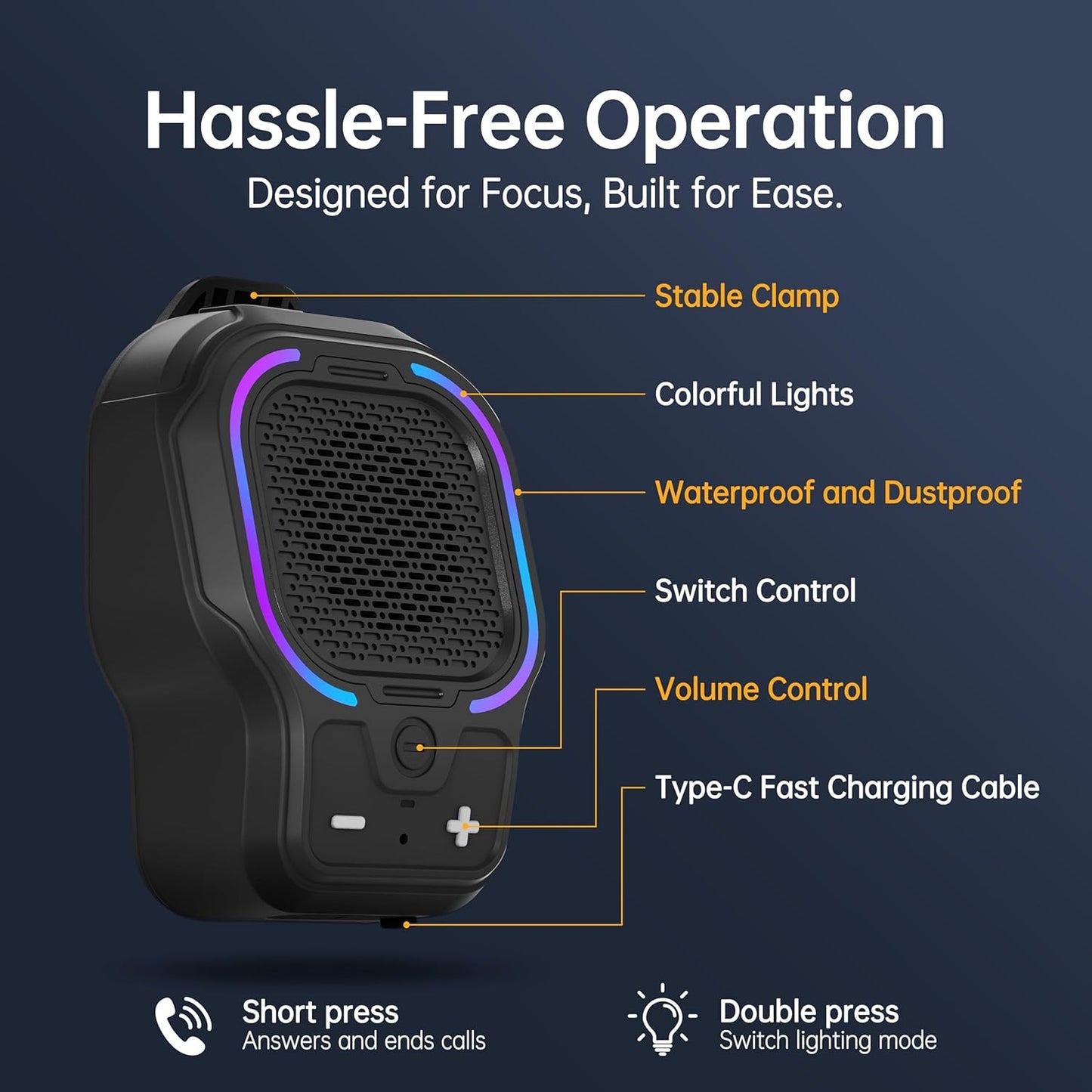 Wearable Bluetooth Speaker, Magnetic Clip-on Portable Wireless Speaker, HiFi Sound Loud Mini Speaker with 3 Light Modes, ENC Mic for Hands-Free Calls Music, Lightweight for Outdoor Work Cycling, Black