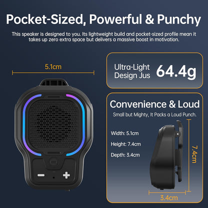 Wearable Bluetooth Speaker, Magnetic Clip-on Portable Wireless Speaker, HiFi Sound Loud Mini Speaker with 3 Light Modes, ENC Mic for Hands-Free Calls Music, Lightweight for Outdoor Work Cycling, Black