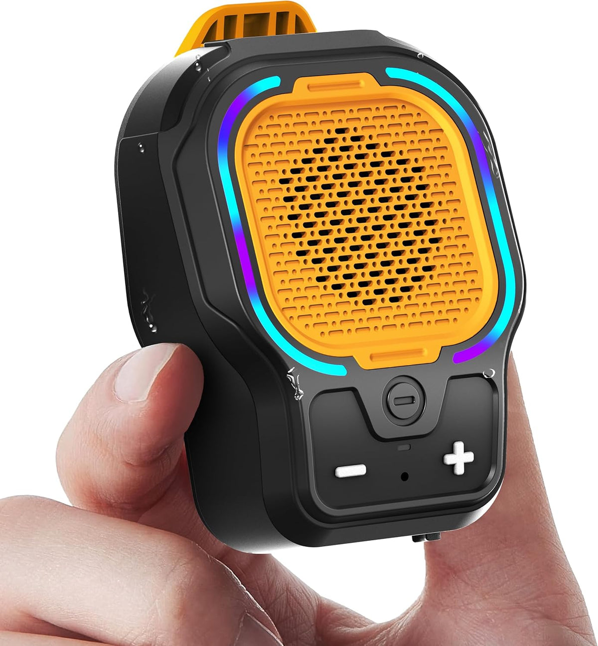Wearable Bluetooth Speaker, Magnetic Clip-on Portable Wireless Speaker, HiFi Sound Loud Mini Speaker with 3 Light Modes, ENC Mic for Hands-Free Calls Music, Lightweight for Outdoor Work Cycling, Black
