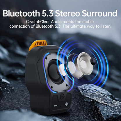 Wearable Bluetooth Speaker, Magnetic Clip-on Portable Wireless Speaker, HiFi Sound Loud Mini Speaker with 3 Light Modes, ENC Mic for Hands-Free Calls Music, Lightweight for Outdoor Work Cycling, Black