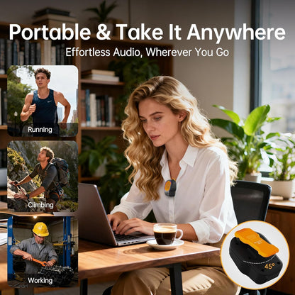 Wearable Bluetooth Speaker, Magnetic Clip-on Portable Wireless Speaker, HiFi Sound Loud Mini Speaker with 3 Light Modes, ENC Mic for Hands-Free Calls Music, Lightweight for Outdoor Work Cycling, Black
