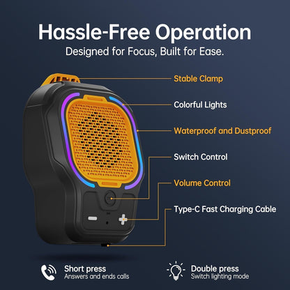 Wearable Bluetooth Speaker, Magnetic Clip-on Portable Wireless Speaker, HiFi Sound Loud Mini Speaker with 3 Light Modes, ENC Mic for Hands-Free Calls Music, Lightweight for Outdoor Work Cycling, Black