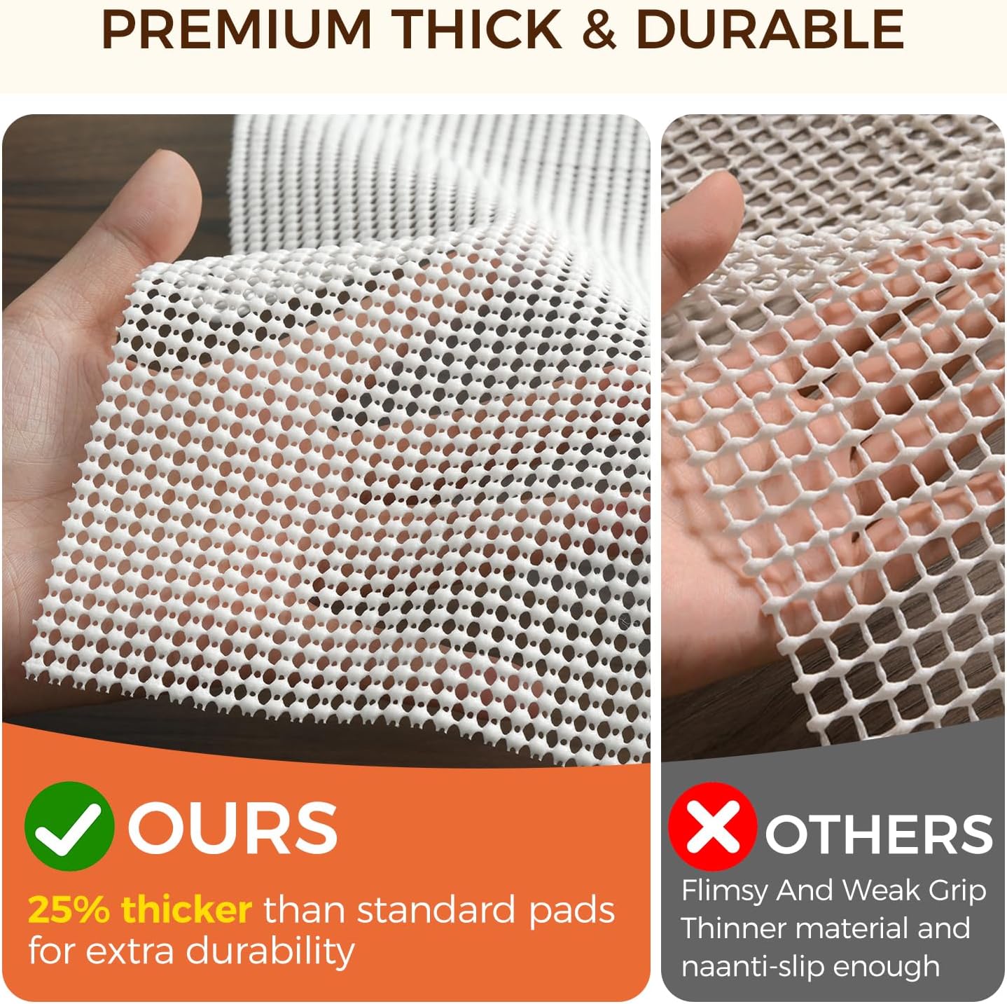 2 x 3 FT Rug Pad Gripper for Hardwood Floors, Non Slip Rug Pads for Area Rugs, Extra Thick Under Rug Padding, Protect Your Rugs & Floors