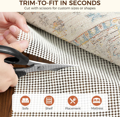 2 x 3 FT Rug Pad Gripper for Hardwood Floors, Non Slip Rug Pads for Area Rugs, Extra Thick Under Rug Padding, Protect Your Rugs & Floors
