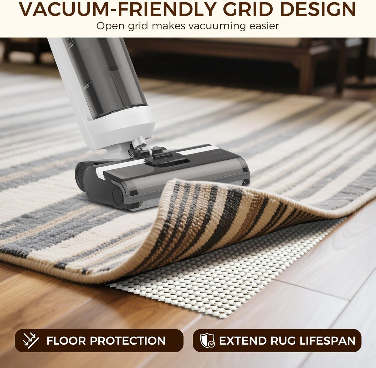 2 x 3 FT Rug Pad Gripper for Hardwood Floors, Non Slip Rug Pads for Area Rugs, Extra Thick Under Rug Padding, Protect Your Rugs & Floors