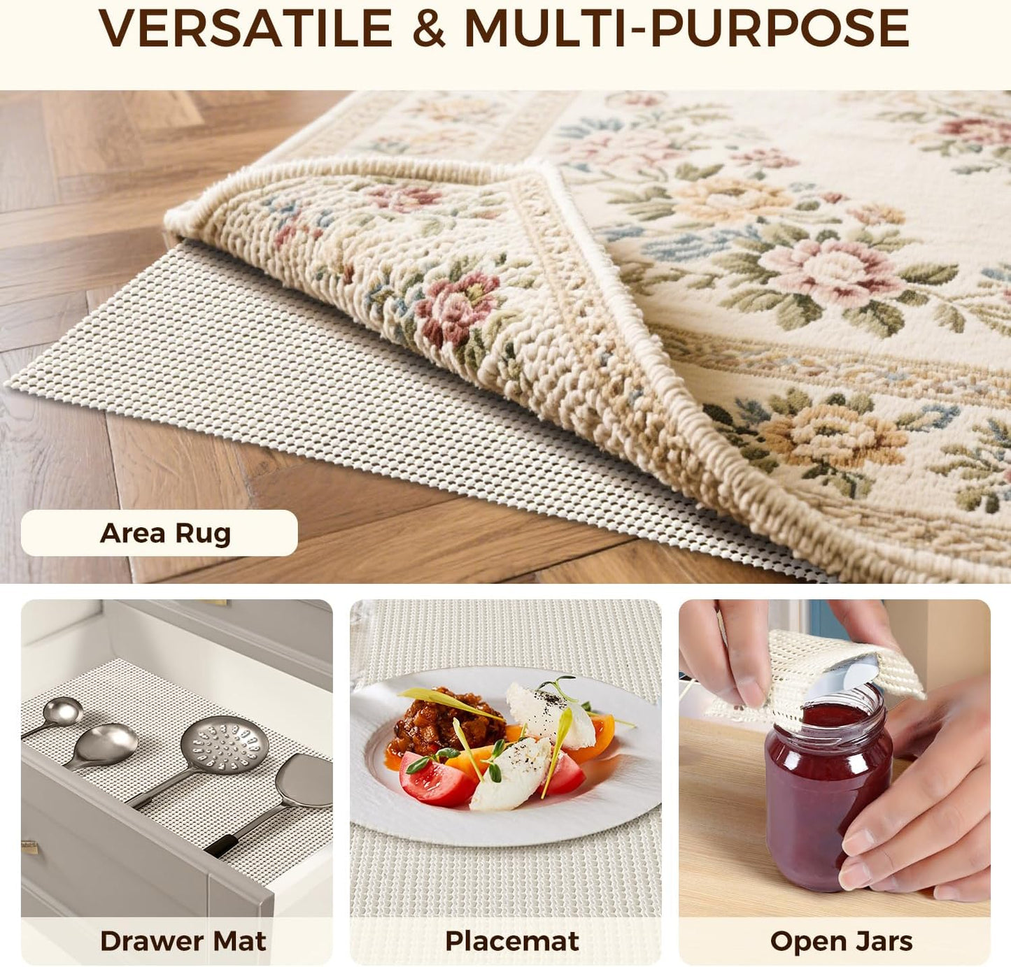 2 x 3 FT Rug Pad Gripper for Hardwood Floors, Non Slip Rug Pads for Area Rugs, Extra Thick Under Rug Padding, Protect Your Rugs & Floors