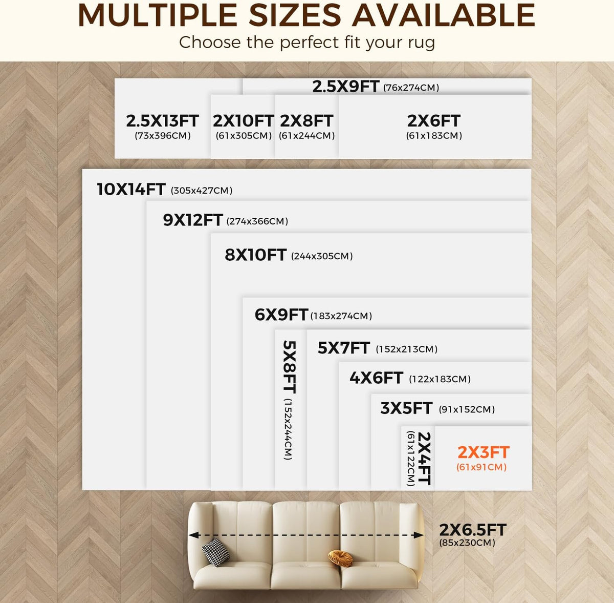 2 x 3 FT Rug Pad Gripper for Hardwood Floors, Non Slip Rug Pads for Area Rugs, Extra Thick Under Rug Padding, Protect Your Rugs & Floors