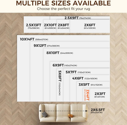 2 x 3 FT Rug Pad Gripper for Hardwood Floors, Non Slip Rug Pads for Area Rugs, Extra Thick Under Rug Padding, Protect Your Rugs & Floors