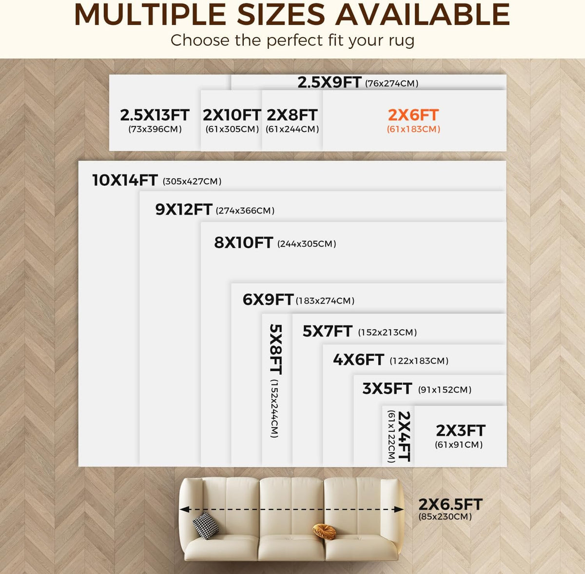 2 x 3 FT Rug Pad Gripper for Hardwood Floors, Non Slip Rug Pads for Area Rugs, Extra Thick Under Rug Padding, Protect Your Rugs & Floors