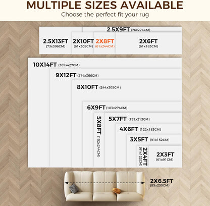 2 x 3 FT Rug Pad Gripper for Hardwood Floors, Non Slip Rug Pads for Area Rugs, Extra Thick Under Rug Padding, Protect Your Rugs & Floors