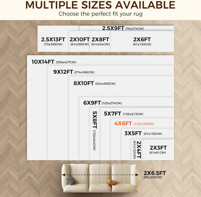 2 x 3 FT Rug Pad Gripper for Hardwood Floors, Non Slip Rug Pads for Area Rugs, Extra Thick Under Rug Padding, Protect Your Rugs & Floors