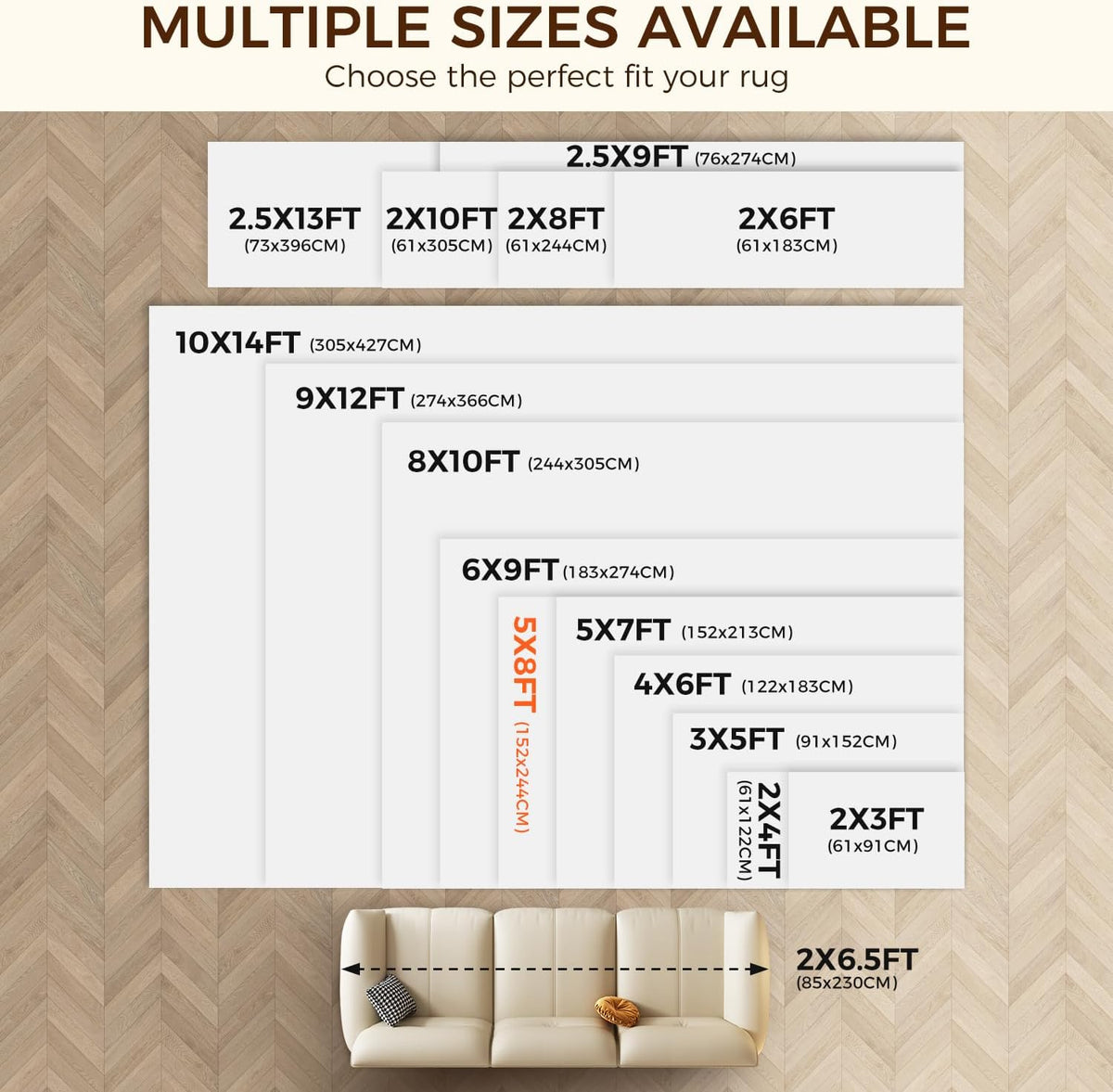 2 x 3 FT Rug Pad Gripper for Hardwood Floors, Non Slip Rug Pads for Area Rugs, Extra Thick Under Rug Padding, Protect Your Rugs & Floors