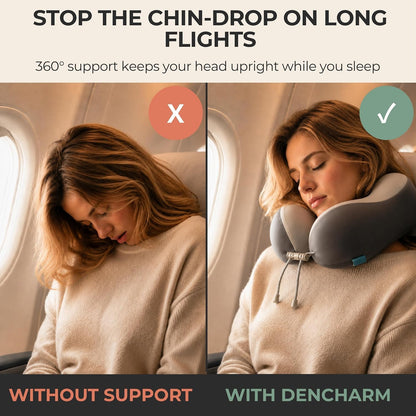 Travel Neck Pillow for Airplane, 50D Memory Foam, Cooling Ice Silk Cover, U-Shape, Adjustable Buckle, Washable Cover with Carry Case (Green/Lime)
