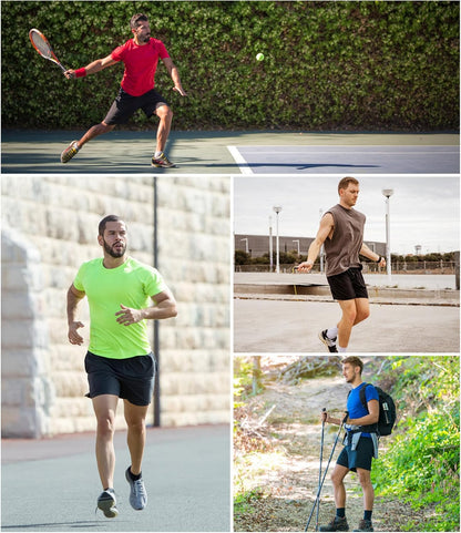 4 Pack Mens 2 in 1 Running Workout Shorts with Liner, Gym Athletic Quick Dry Sport Shorts with Pockets
