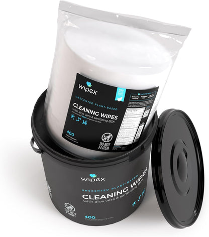 Gym & Fitness Cleaning Wipes, 400ct Dispensing Bucket with Sanitizing BZK for Hands, Great for Gym, Studios and Fitness Centers 400 Count (Pack of 1)