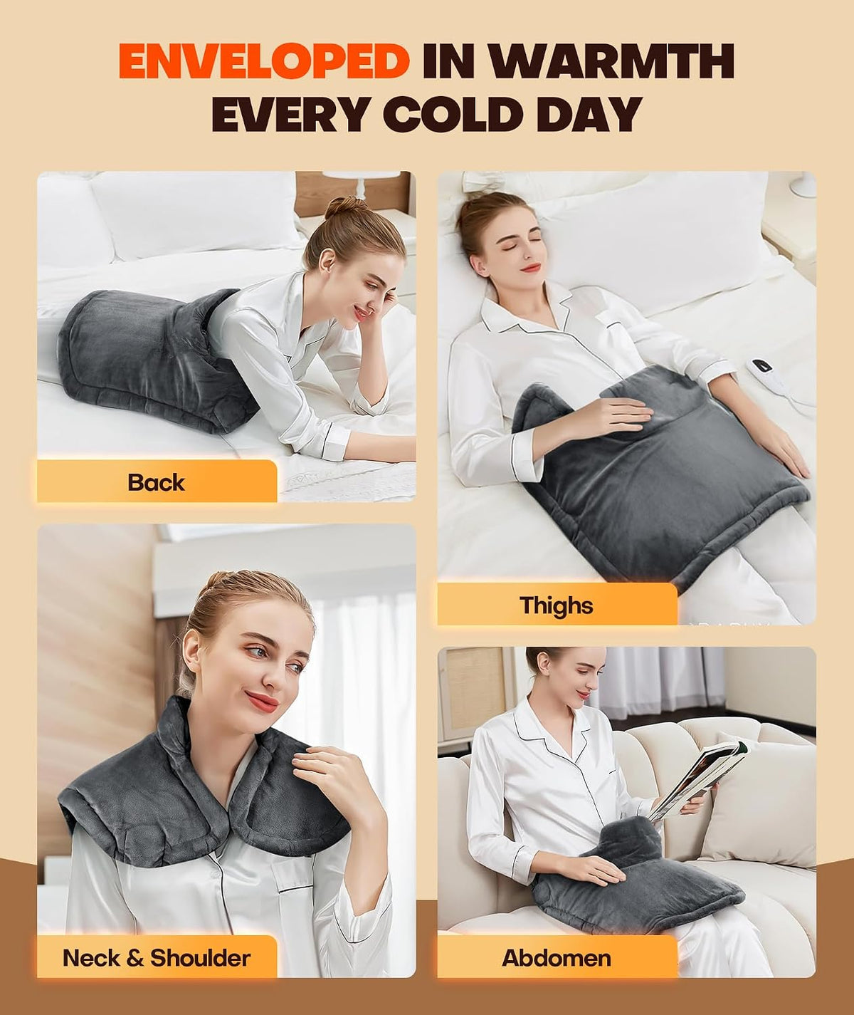 Graphene-Infused Heating Pad 3X Deeper Muscle Relief, Weighted Instant Heating Pads for Neck and Shoulders, Heated Wrap with 6 Heat Options and 4 Auto-Off Timer, Gifts for Mom Women Christmas Birthday