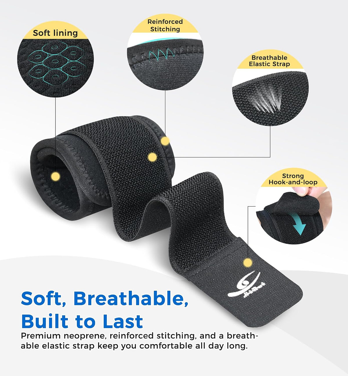 2 Pack Wrist Compression Straps – Dual‑Layer Wrist Brace for Pain Relief & Support, Tendonitis, Carpal Tunnel, Arthritis – Adjustable Wrist Wraps for Fitness, Workouts & Everyday Use (Black)