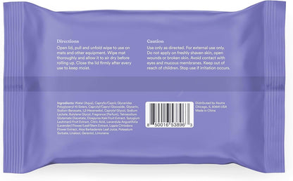ASUTRA Yoga Mat Cleaning Wipes (Lovely Lavender), 1 Pouch (30 Wipes) - No Slippery Residue, Deep-Cleansing for Fitness Gear & Gym Equipment