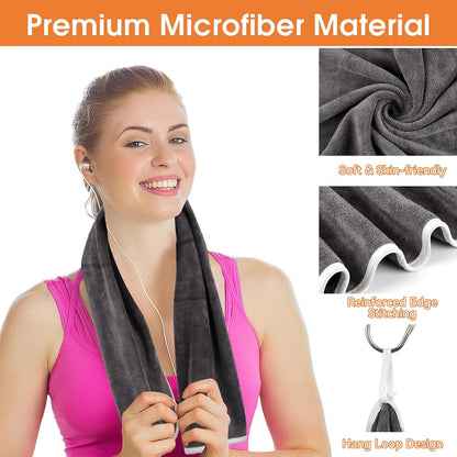 3 Pack Microfiber Gym Towels, Super Soft, Quick Drying, 14.2" x 30" | Absorbent Towel for Fitness, Yoga, Swimming, Sports, Workout, Skin-Friendly for Women Men