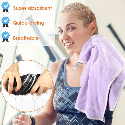 3 Pack Microfiber Gym Towels, Super Soft, Quick Drying, 14.2" x 30" | Absorbent Towel for Fitness, Yoga, Swimming, Sports, Workout, Skin-Friendly for Women Men