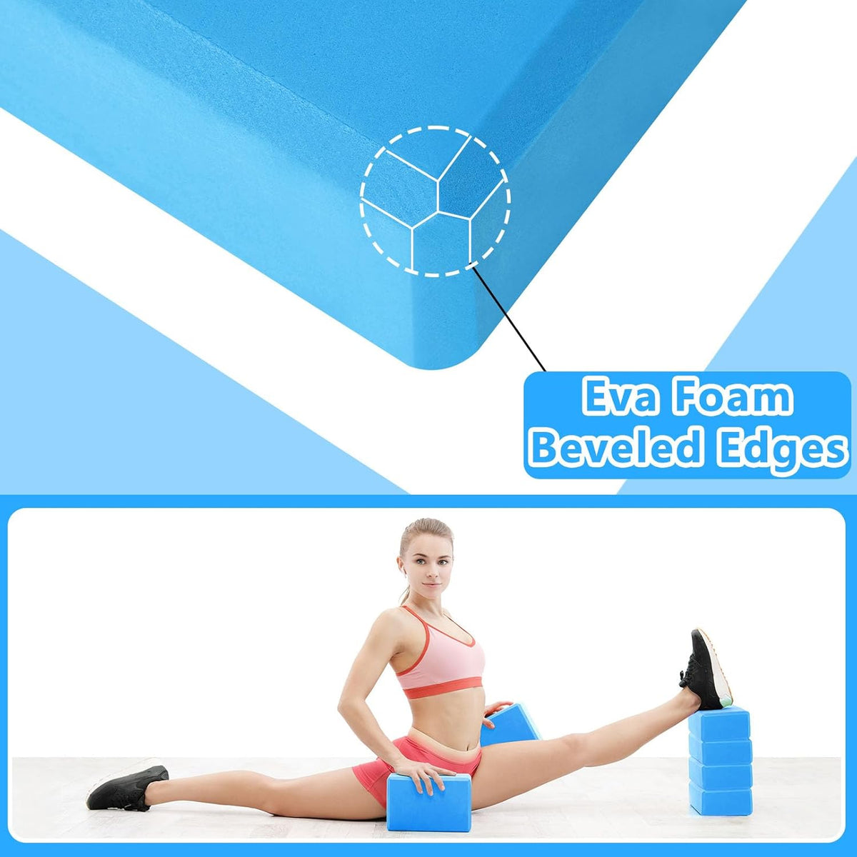 20 Pcs Yoga Blocks Bulk 9''x6''x3'' High Density EVA Foam Blocks for Exercise Pilates Meditation, Lightweight Non-slip Surface, Improve Strength Balance Flexibility